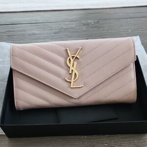 Yves Saint Laurent Pink Cassandre Matelasse Large Wallet